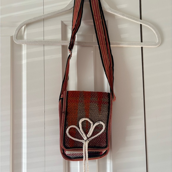 Woven Red Crossbody Bag with Decorative Knot - Picture 2 of 11